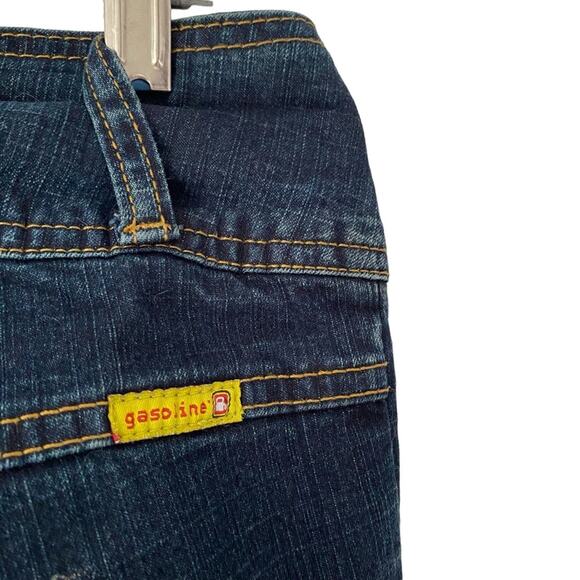 Vintage Gasoline Y2K 90s Low Rise Waist Flare Jeans Dark Denim size 5 waist 29 - Picture 6 of 7